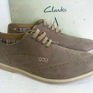 CLARKS BROWN LEATHER Brogue SHOES MEN US 7/ UK 6